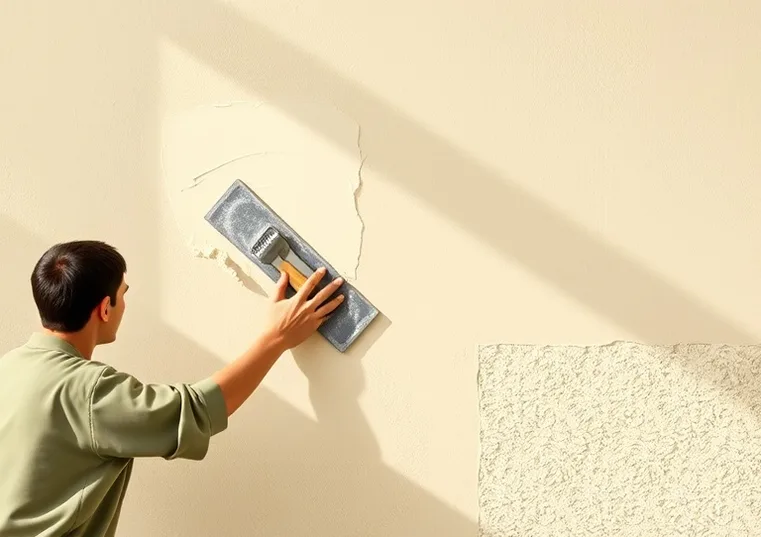Application d'un enduit décoratif à la lisseuse sur un mur